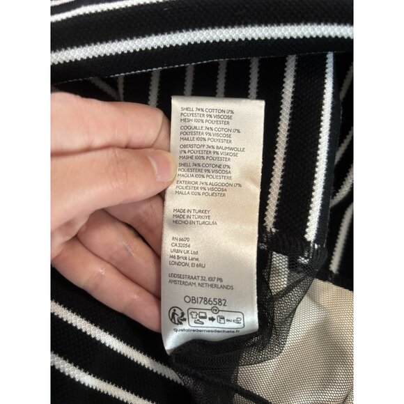 NWT Maeve Anthropologie Tulle-Inlay Tee Sz XS Black White Striped - Picture 8 of 11